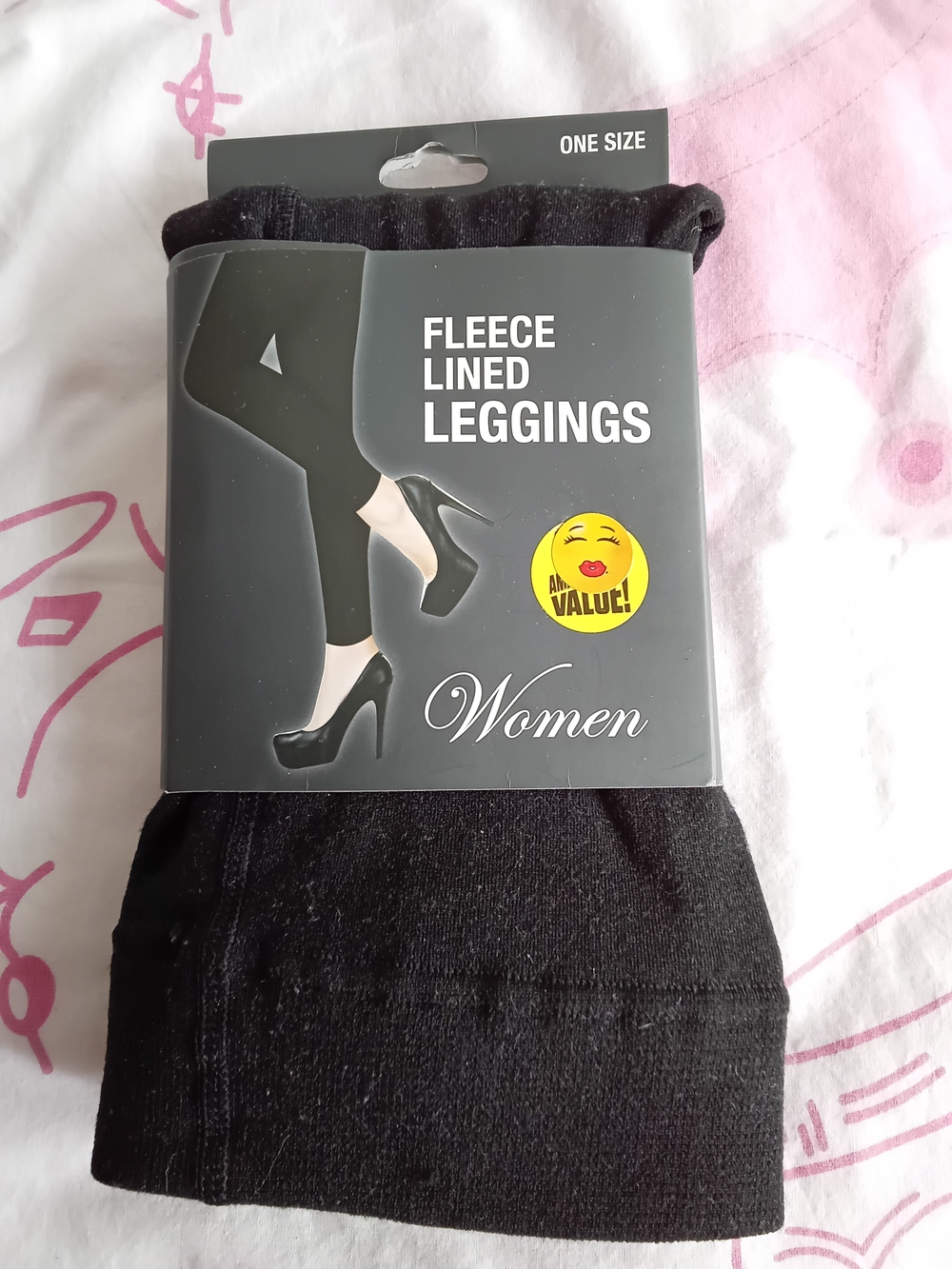 Fleece-Lined Black Women's Leggings - One Size
